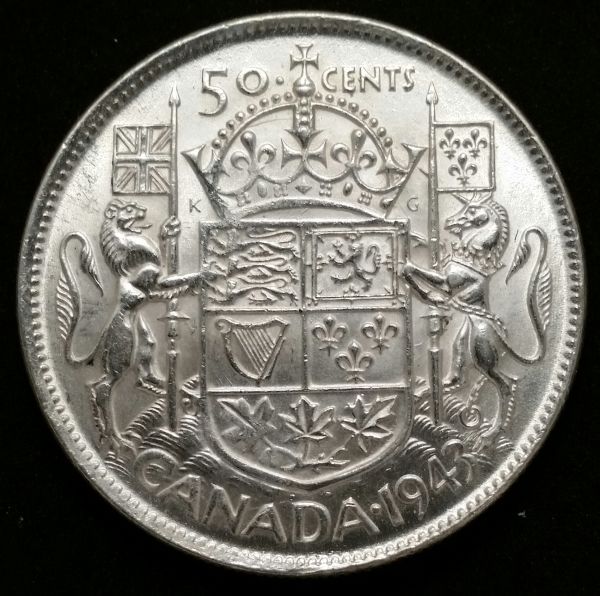 1943-Canadian-50-Cent-3/3-Far